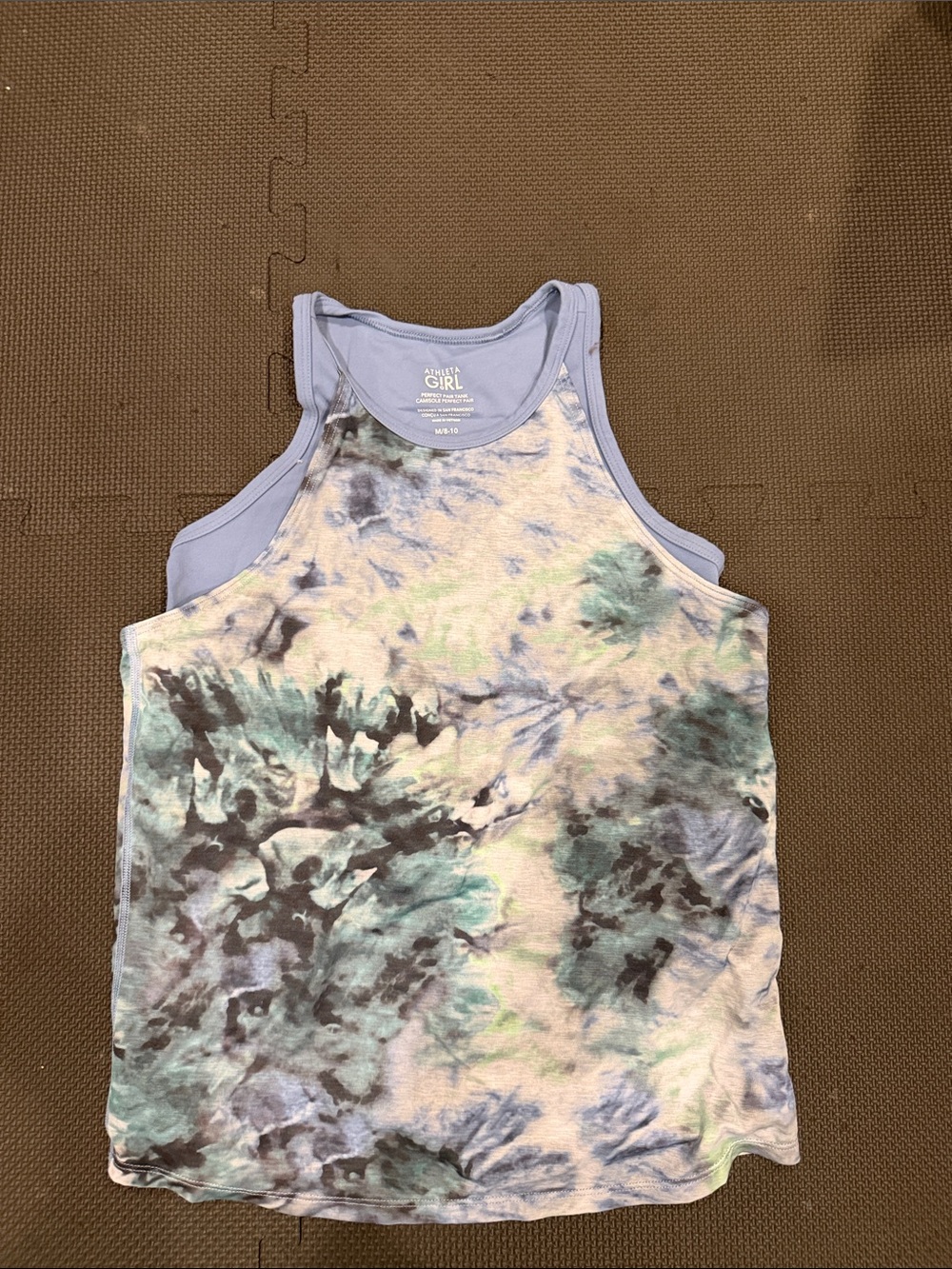 Athleta girl Perfect Pair Blue & Green Tie-Dye Tank Top - Girls